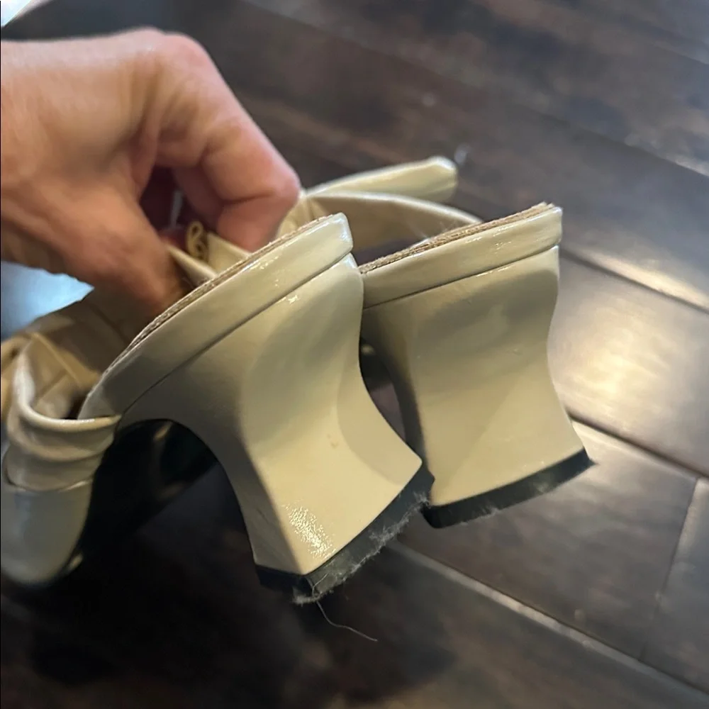 Reike Nen cream bow slip on point toe low rectangle heel size 37